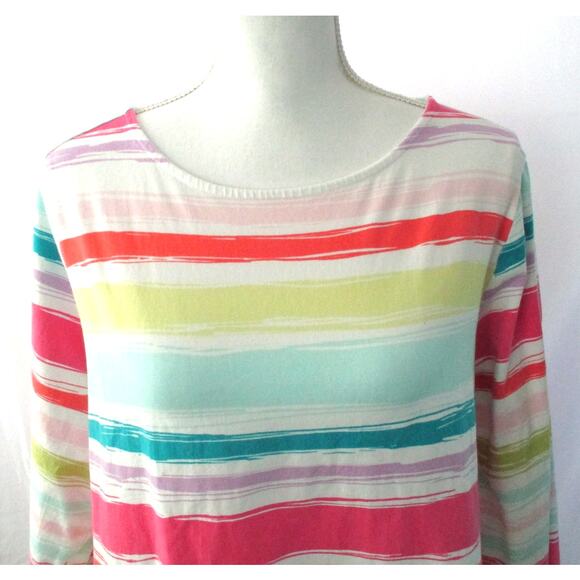 CJ Banks Women's Plus 3/4 Sleeve Multi Corlor Striped Shirt Size 1X - Picture 2 of 10